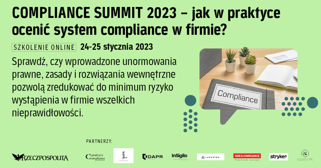 COMPLIANCE SUMMIT 2023 Jak w praktyce ocenić system compliance w